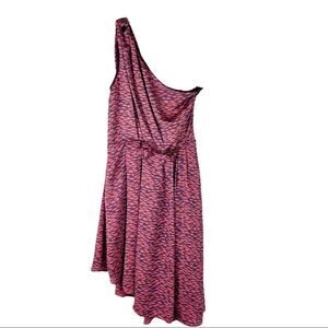 Rachel Roy pink purple ruffle one shoulder flowy asymmetrical event midi dress 0